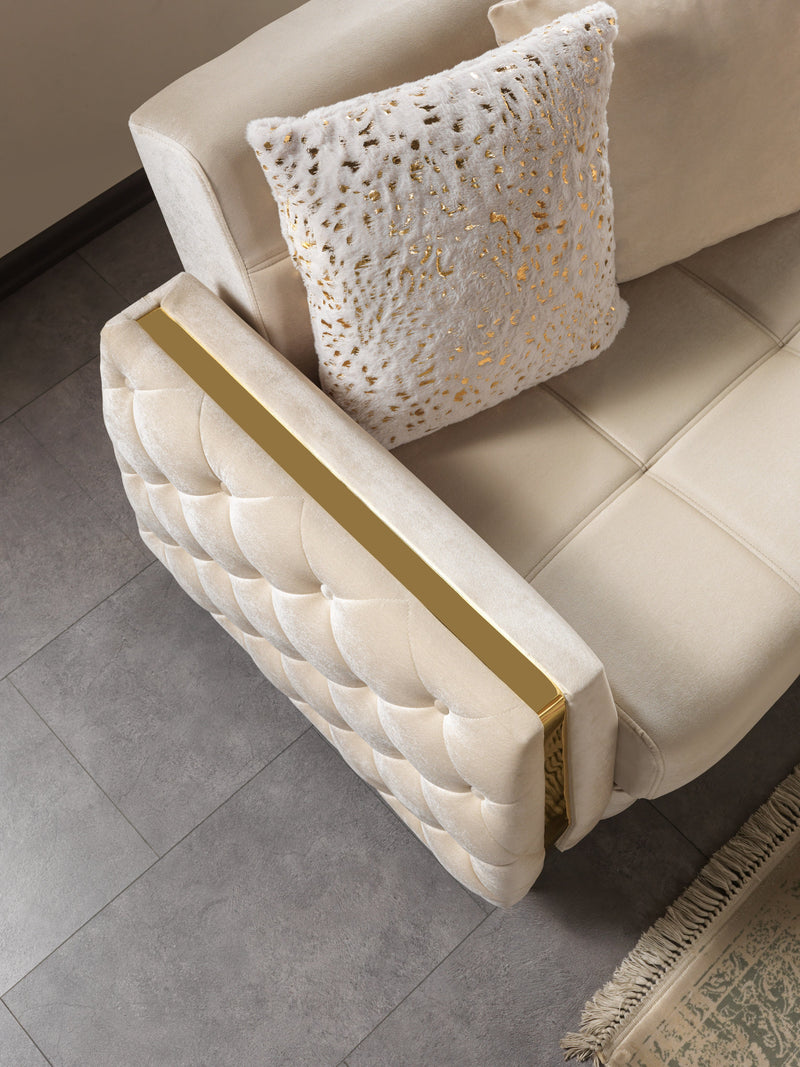 Florence Ivory Velvet Sofabed 88" - FLORENCEIVORY-S
