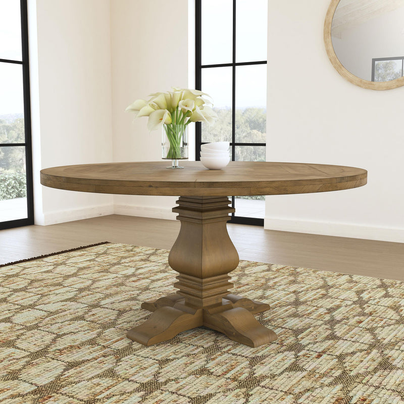 Florence Round 60-inch Wood Dining Table Rustic Honey - 180200