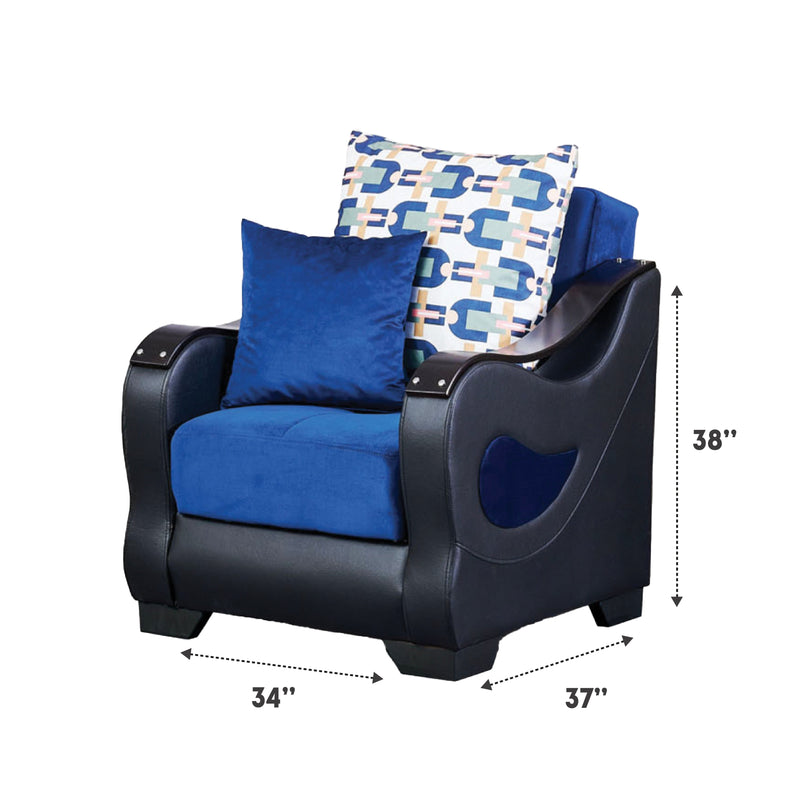 Florida Navy Blue Sleeper Living Room Set - Gate FurnitureLiving Room Set