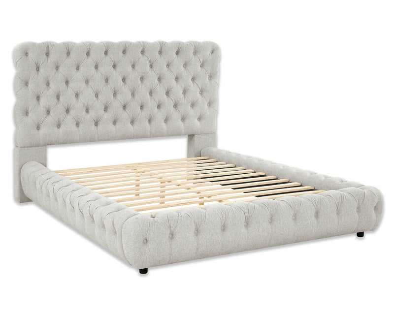 Flory Dove King Upholstered Platform Bed - Gate FurnitureKing Bed
