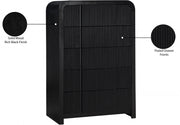 Fluted Solid Wood And Oak Veneer Chest in Black - 314Black-CH