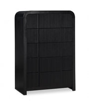 Fluted Solid Wood And Oak Veneer Chest in Black - 314Black-CH