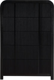 Fluted Solid Wood And Oak Veneer Chest in Black - 314Black-CH