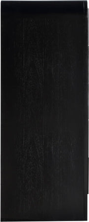Fluted Solid Wood And Oak Veneer Chest in Black - 314Black-CH