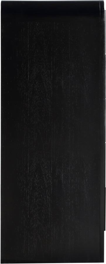 Fluted Solid Wood And Oak Veneer Chest in Black - 314Black-CH