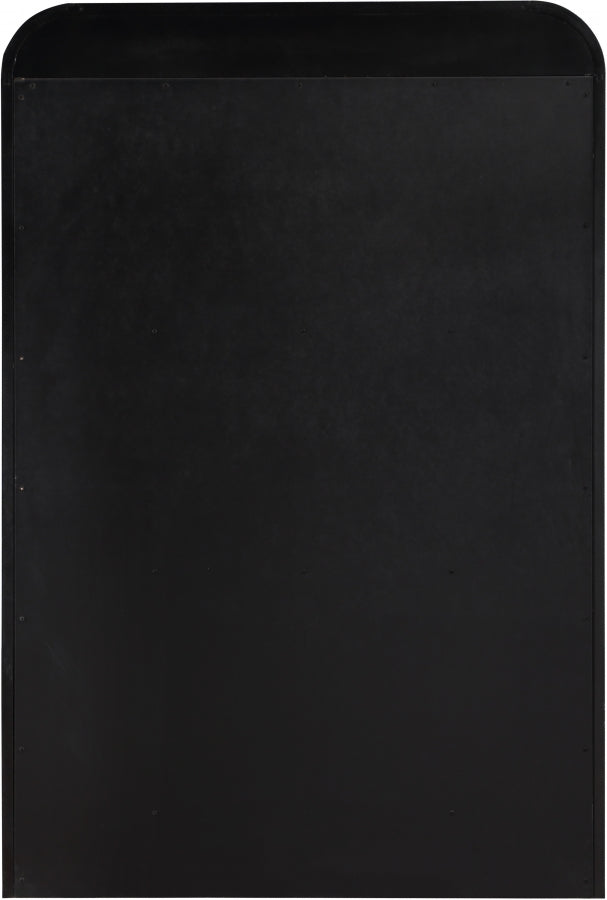 Fluted Solid Wood And Oak Veneer Chest in Black - 314Black-CH