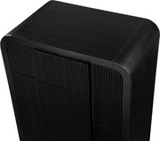 Fluted Solid Wood And Oak Veneer Chest in Black - 314Black-CH
