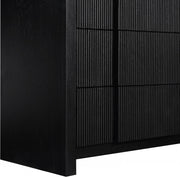Fluted Solid Wood And Oak Veneer Chest in Black - 314Black-CH