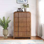 Fluted Solid Wood And Oak Veneer Chest in Brown - 314Walnut-CH