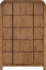 Fluted Solid Wood And Oak Veneer Chest in Brown - 314Walnut-CH