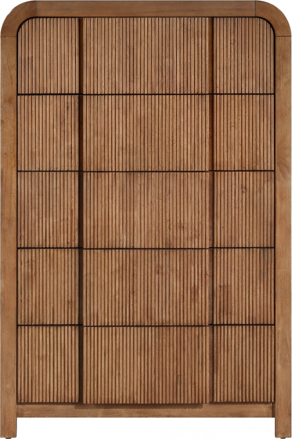 Fluted Solid Wood And Oak Veneer Chest in Brown - 314Walnut-CH