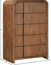 Fluted Solid Wood And Oak Veneer Chest in Brown - 314Walnut-CH