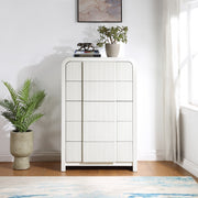 Fluted Solid Wood And Oak Veneer Chest in Cream - 314Cream-CH