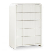 Fluted Solid Wood And Oak Veneer Chest in Cream - 314Cream-CH