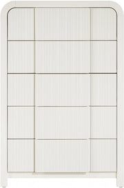 Fluted Solid Wood And Oak Veneer Chest in Cream - 314Cream-CH