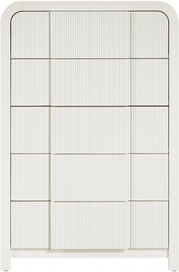 Fluted Solid Wood And Oak Veneer Chest in Cream - 314Cream-CH