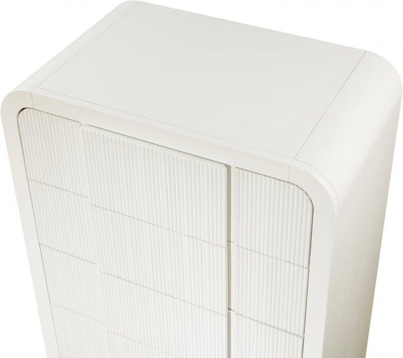 Fluted Solid Wood And Oak Veneer Chest in Cream - 314Cream-CH
