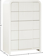 Fluted Solid Wood And Oak Veneer Chest in Cream - 314Cream-CH