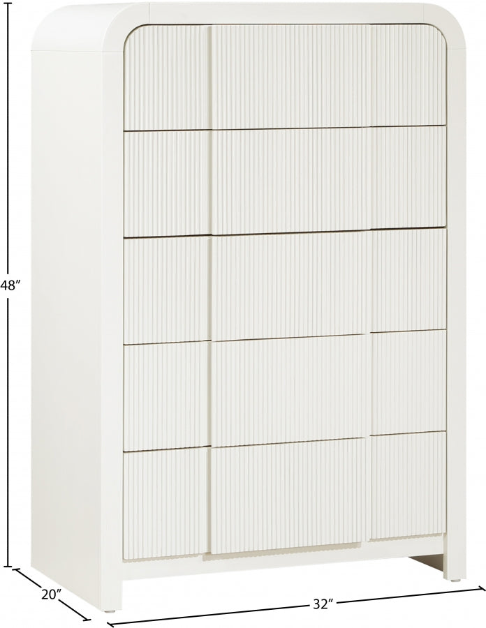 Fluted Solid Wood And Oak Veneer Chest in Cream - 314Cream-CH