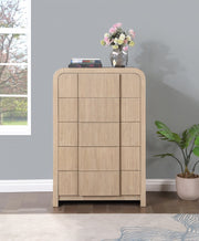 Fluted Solid Wood And Oak Veneer Chest in Natural - 314Natural-CH