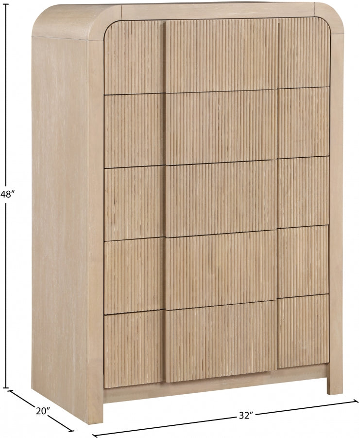 Fluted Solid Wood And Oak Veneer Chest in Natural - 314Natural-CH