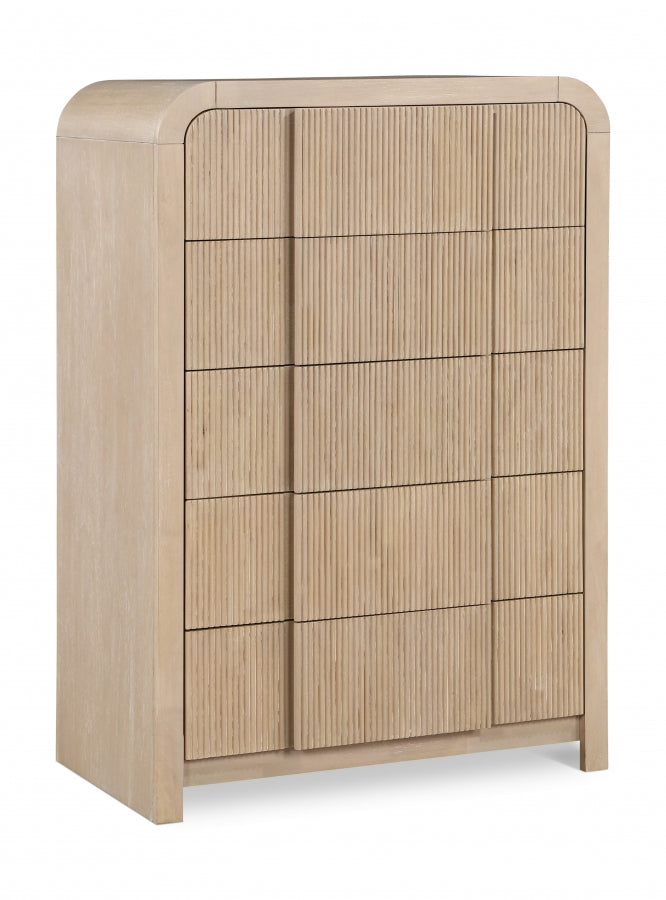 Fluted Solid Wood And Oak Veneer Chest in Natural - 314Natural-CH