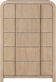 Fluted Solid Wood And Oak Veneer Chest in Natural - 314Natural-CH
