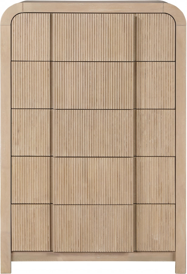 Fluted Solid Wood And Oak Veneer Chest in Natural - 314Natural-CH