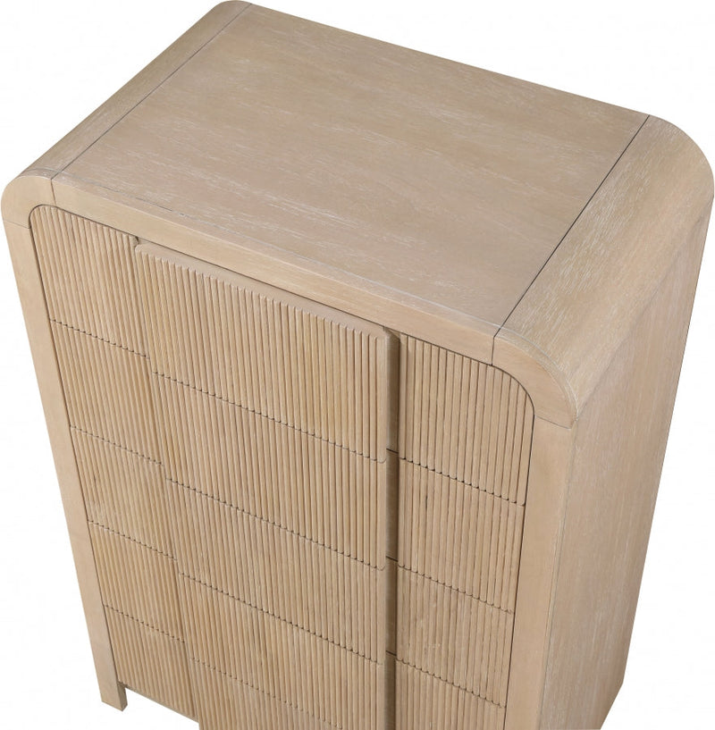 Fluted Solid Wood And Oak Veneer Chest in Natural - 314Natural-CH