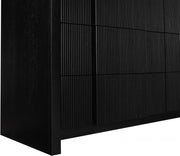 Fluted Solid Wood And Oak Veneer Dresser in Black - 314Black-D