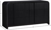 Fluted Solid Wood And Oak Veneer Dresser in Black - 314Black-D
