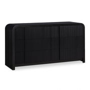 Fluted Solid Wood And Oak Veneer Dresser in Black - 314Black-D