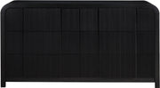 Fluted Solid Wood And Oak Veneer Dresser in Black - 314Black-D
