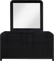 Fluted Solid Wood And Oak Veneer Dresser in Black - 314Black-D