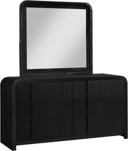 Fluted Solid Wood And Oak Veneer Dresser in Black - 314Black-D