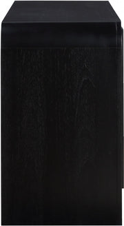 Fluted Solid Wood And Oak Veneer Dresser in Black - 314Black-D
