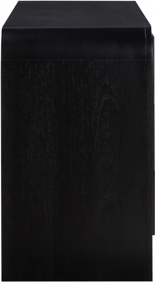 Fluted Solid Wood And Oak Veneer Dresser in Black - 314Black-D