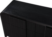 Fluted Solid Wood And Oak Veneer Dresser in Black - 314Black-D