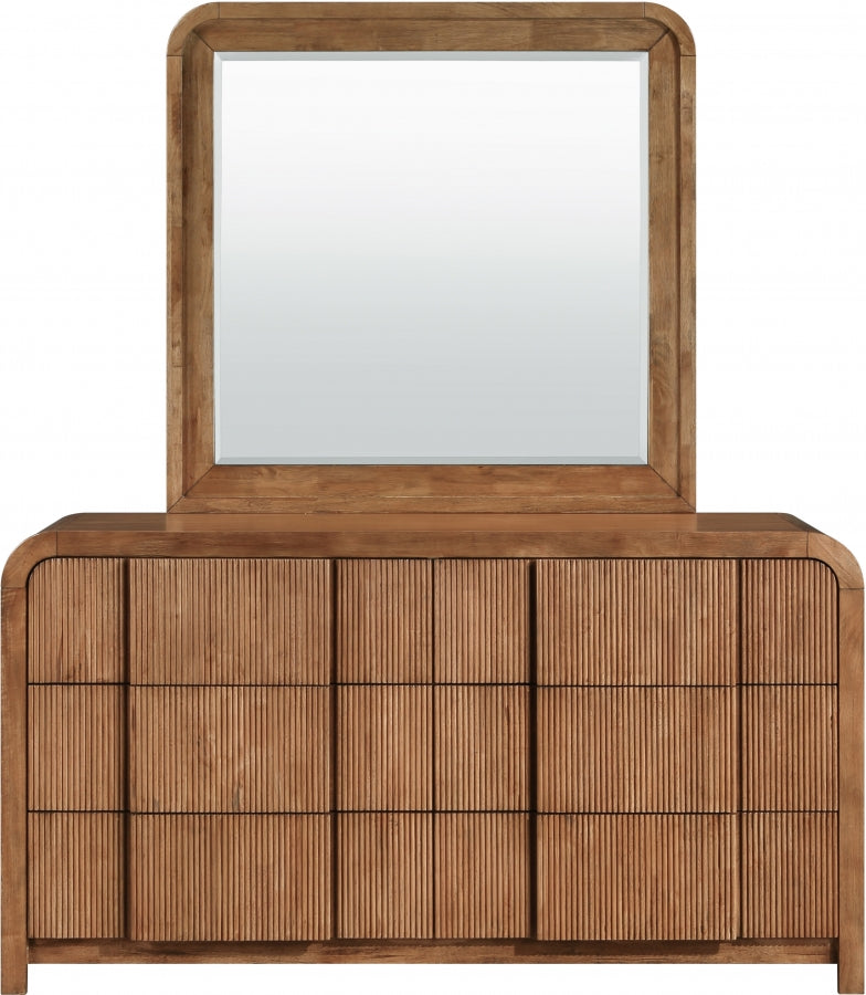 Fluted Solid Wood And Oak Veneer Dresser in Brown - 314Walnut-D