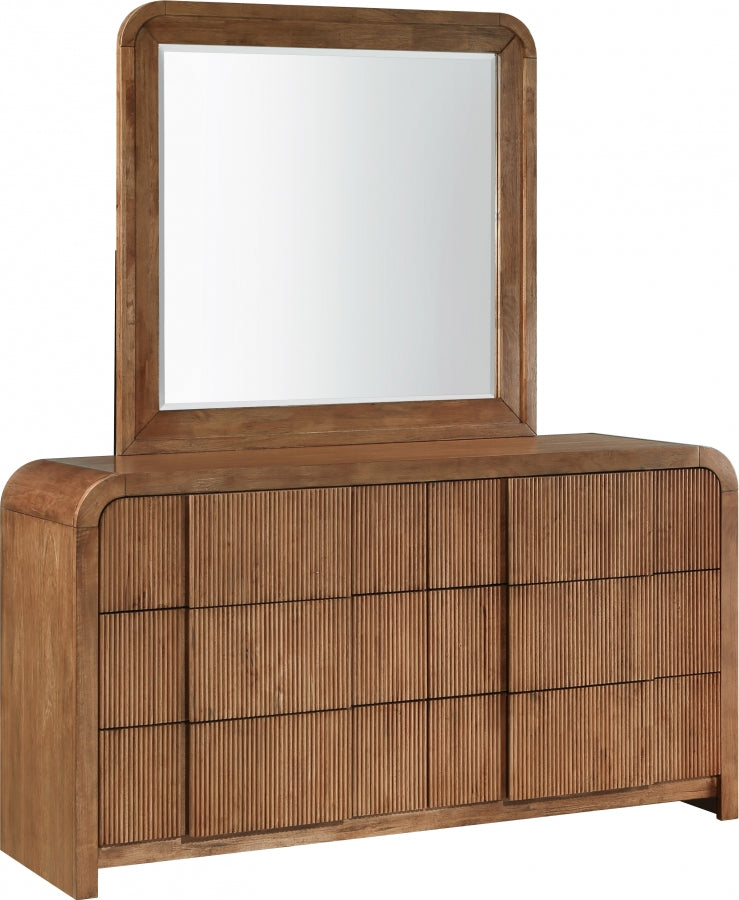 Fluted Solid Wood And Oak Veneer Dresser in Brown - 314Walnut-D