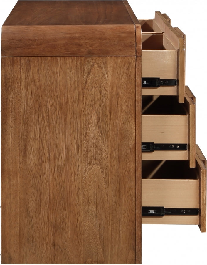 Fluted Solid Wood And Oak Veneer Dresser in Brown - 314Walnut-D