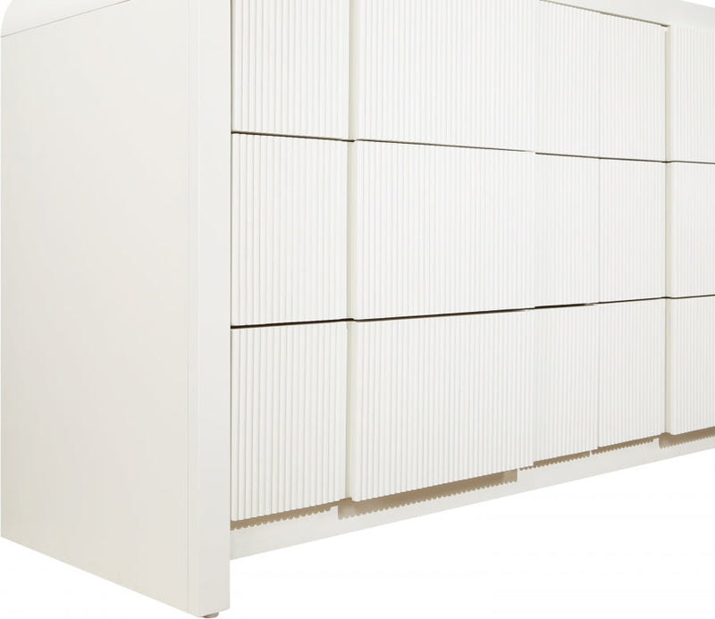 Fluted Solid Wood And Oak Veneer Dresser in Cream - 314Cream-D