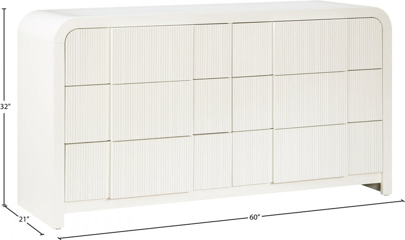 Fluted Solid Wood And Oak Veneer Dresser in Cream - 314Cream-D
