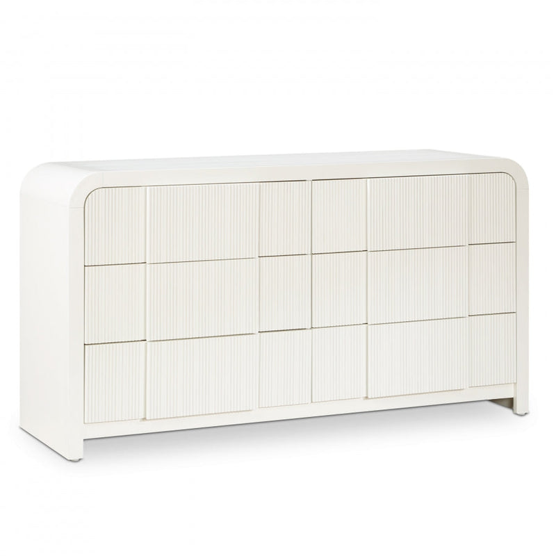 Fluted Solid Wood And Oak Veneer Dresser in Cream - 314Cream-D