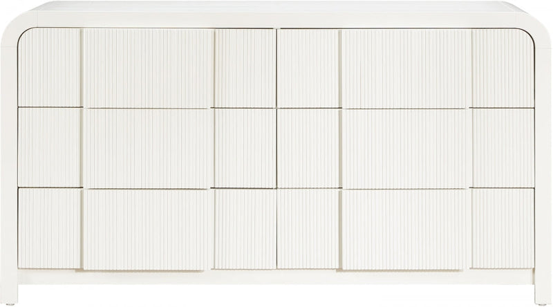 Fluted Solid Wood And Oak Veneer Dresser in Cream - 314Cream-D