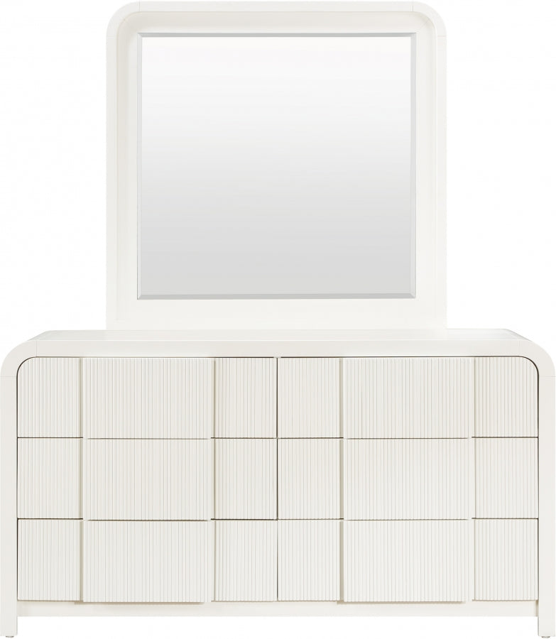 Fluted Solid Wood And Oak Veneer Dresser in Cream - 314Cream-D