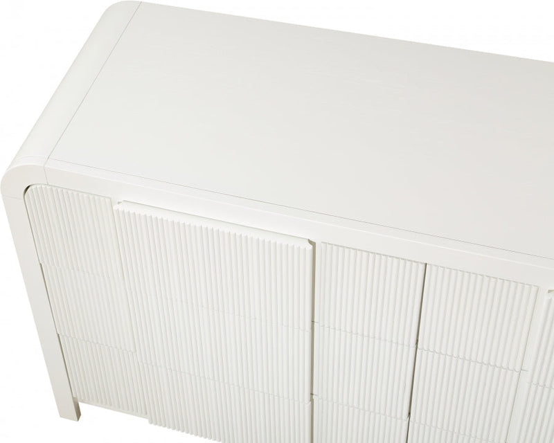 Fluted Solid Wood And Oak Veneer Dresser in Cream - 314Cream-D