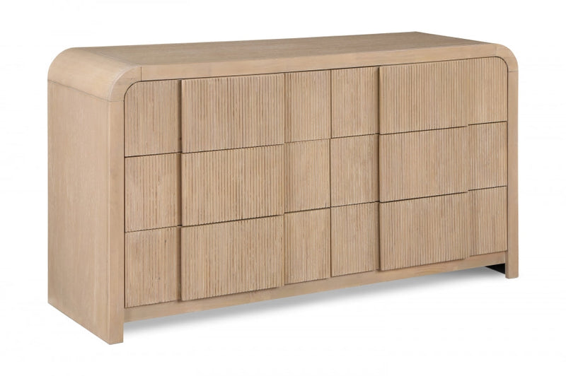 Fluted Solid Wood And Oak Veneer Dresser in Natural - 314Natural-D