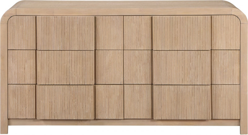 Fluted Solid Wood And Oak Veneer Dresser in Natural - 314Natural-D