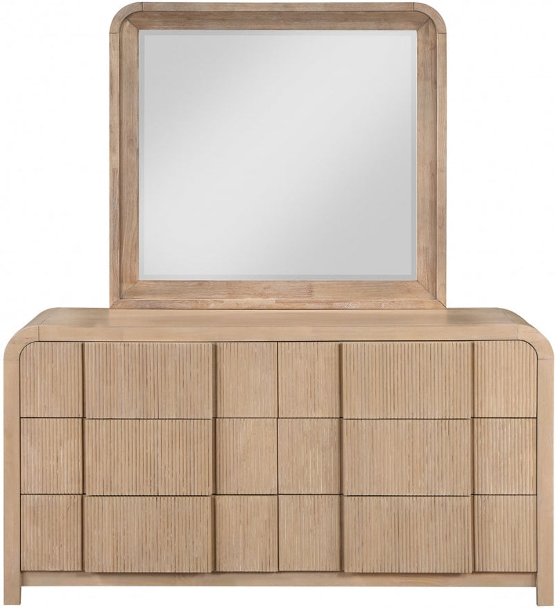 Fluted Solid Wood And Oak Veneer Dresser in Natural - 314Natural-D